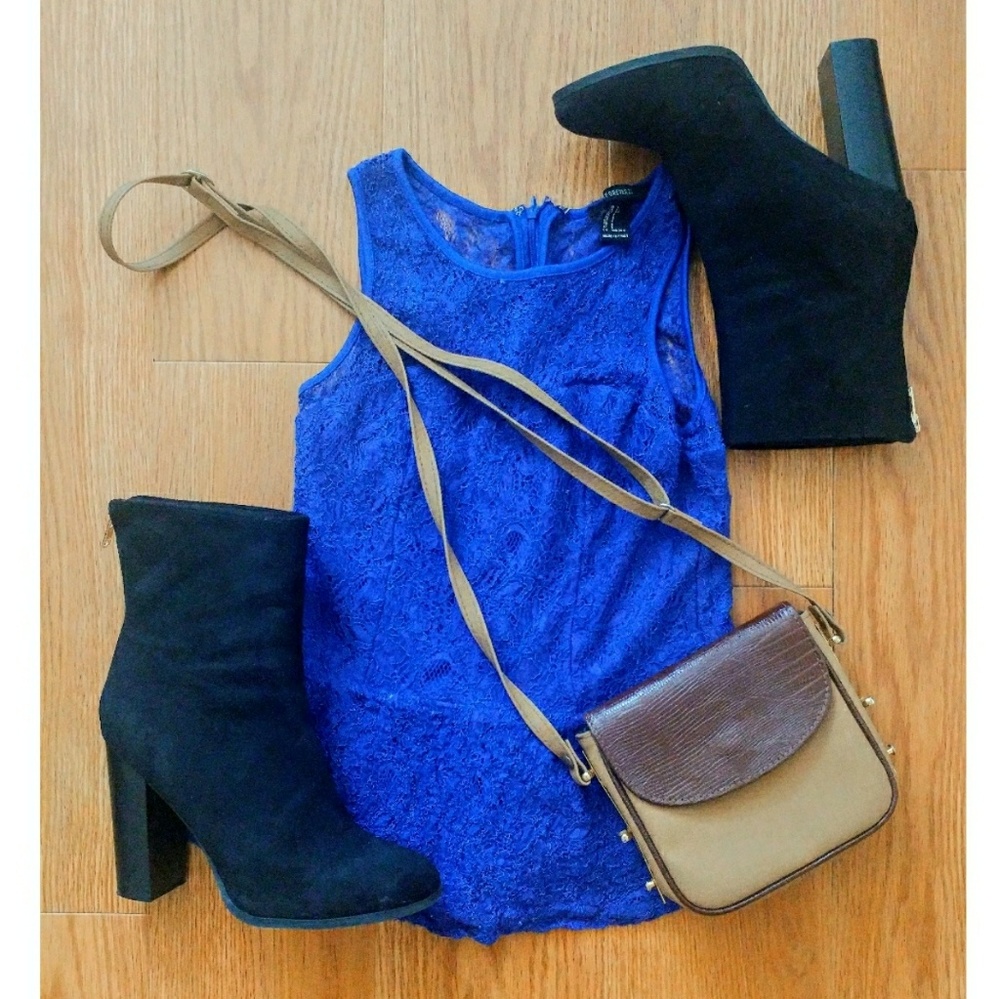 Forever 21 royal blue lace peplum shirt